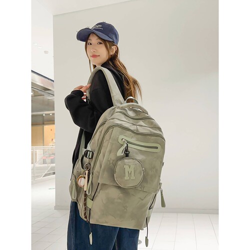 专柜新款高颜值清新甜美撞色休闲背包女初高中生书包大容量旅行双