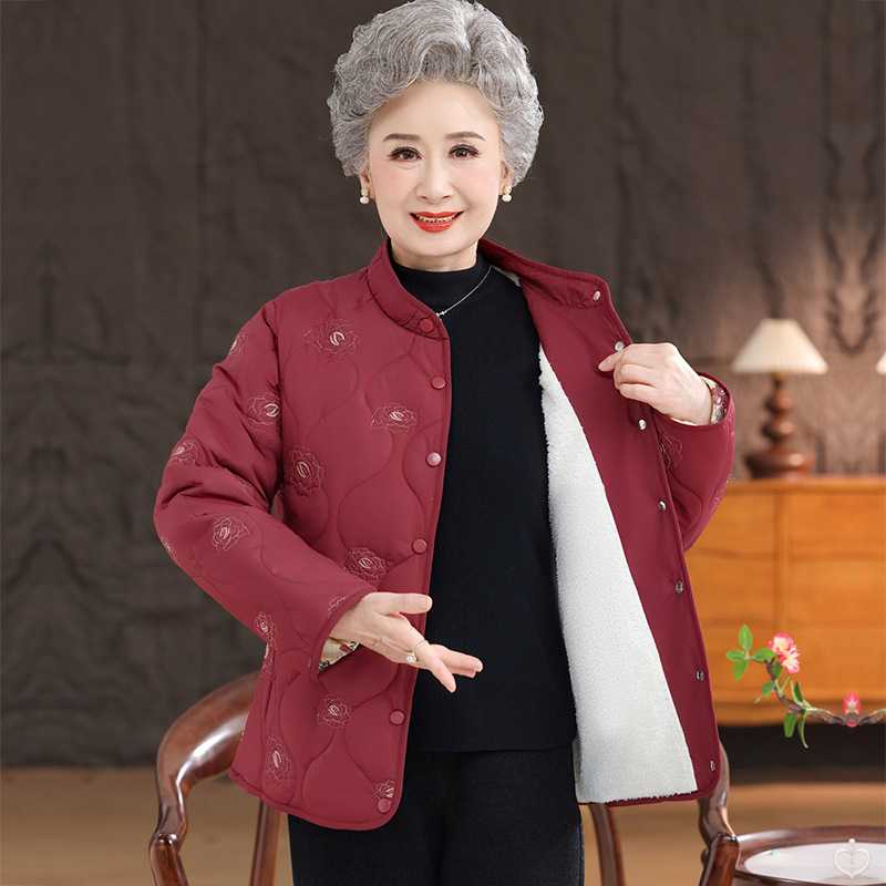 专柜中老年棉袄女妈妈加绒加厚内搭保暖衣服60岁70老太太奶奶居家