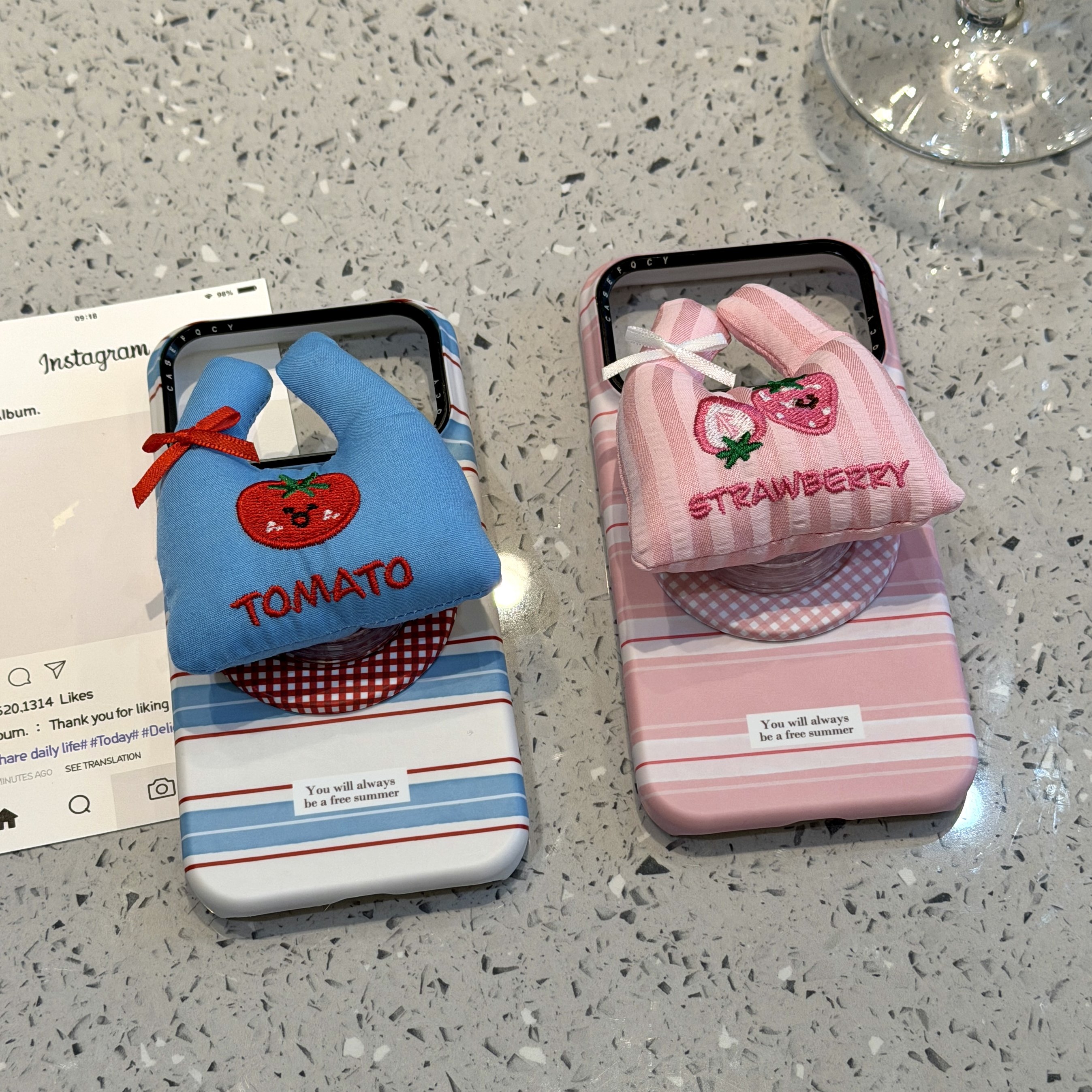 ins条纹布艺水果袋子磁吸支架适用于iphone17promax苹果16p手机壳小众简约设计感防摔保护壳,3C数码配件,手机保护套/壳,淘宝优惠券,粉丝福利购,淘宝优惠卷