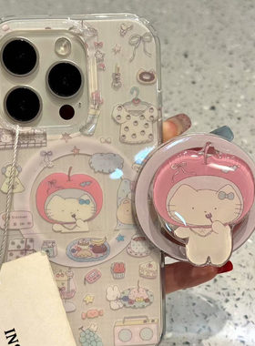 苹果头套猫咪兔子美食适用ihone16promax苹果15pro手机壳14磁吸13