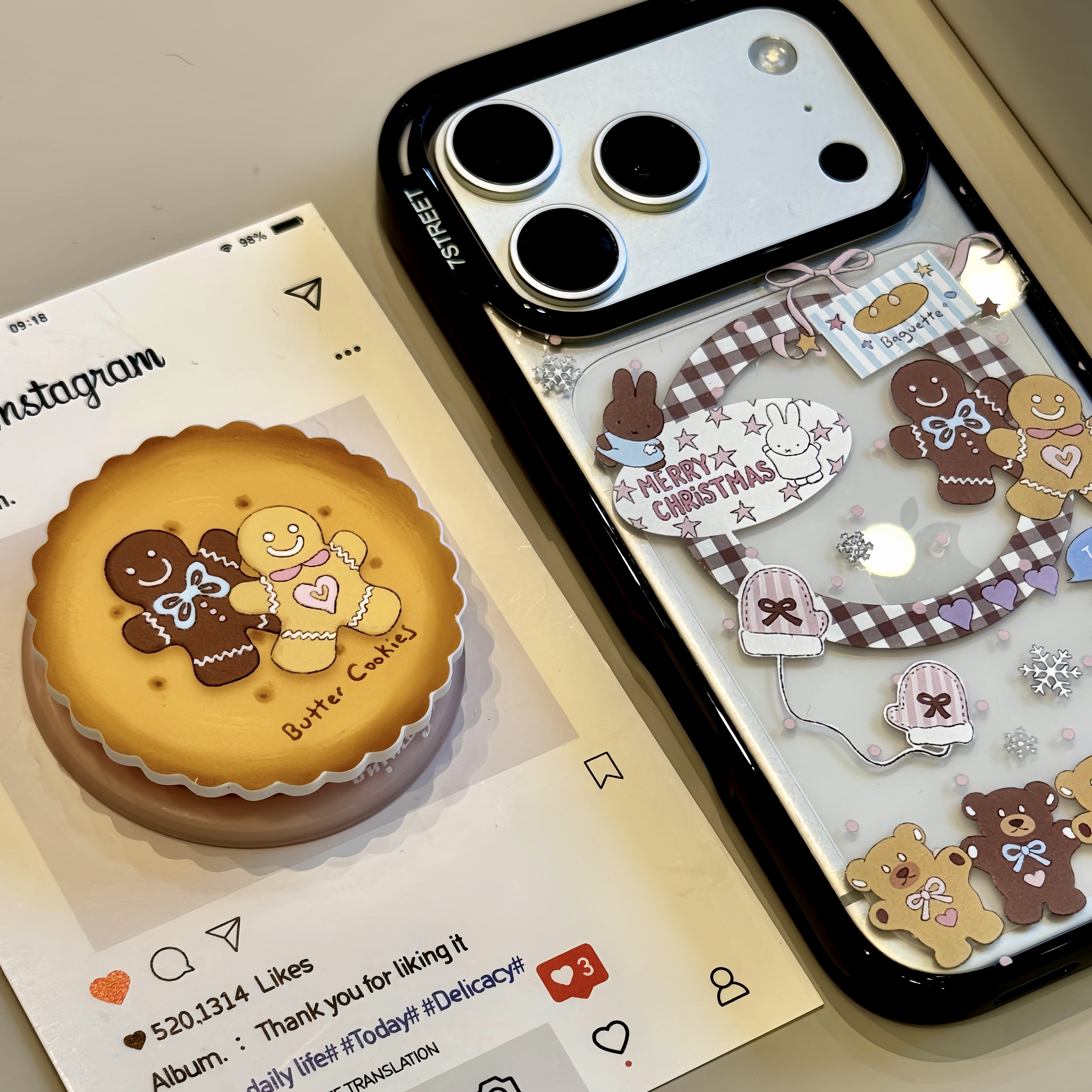 卡通围边姜饼人米菲兔磁吸支架适用iphone18promax苹果17手机保护壳小众简约设计感防摔保护壳