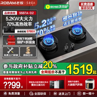 老板小黑翼D2燃气灶煤气灶台天然气液化气聚能灶官方旗舰店 新品