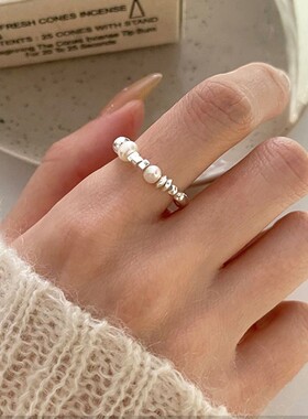 碎银子珍珠戒指女2025年新款