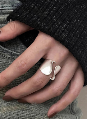 镂空曲线开口戒指女小众冷淡风