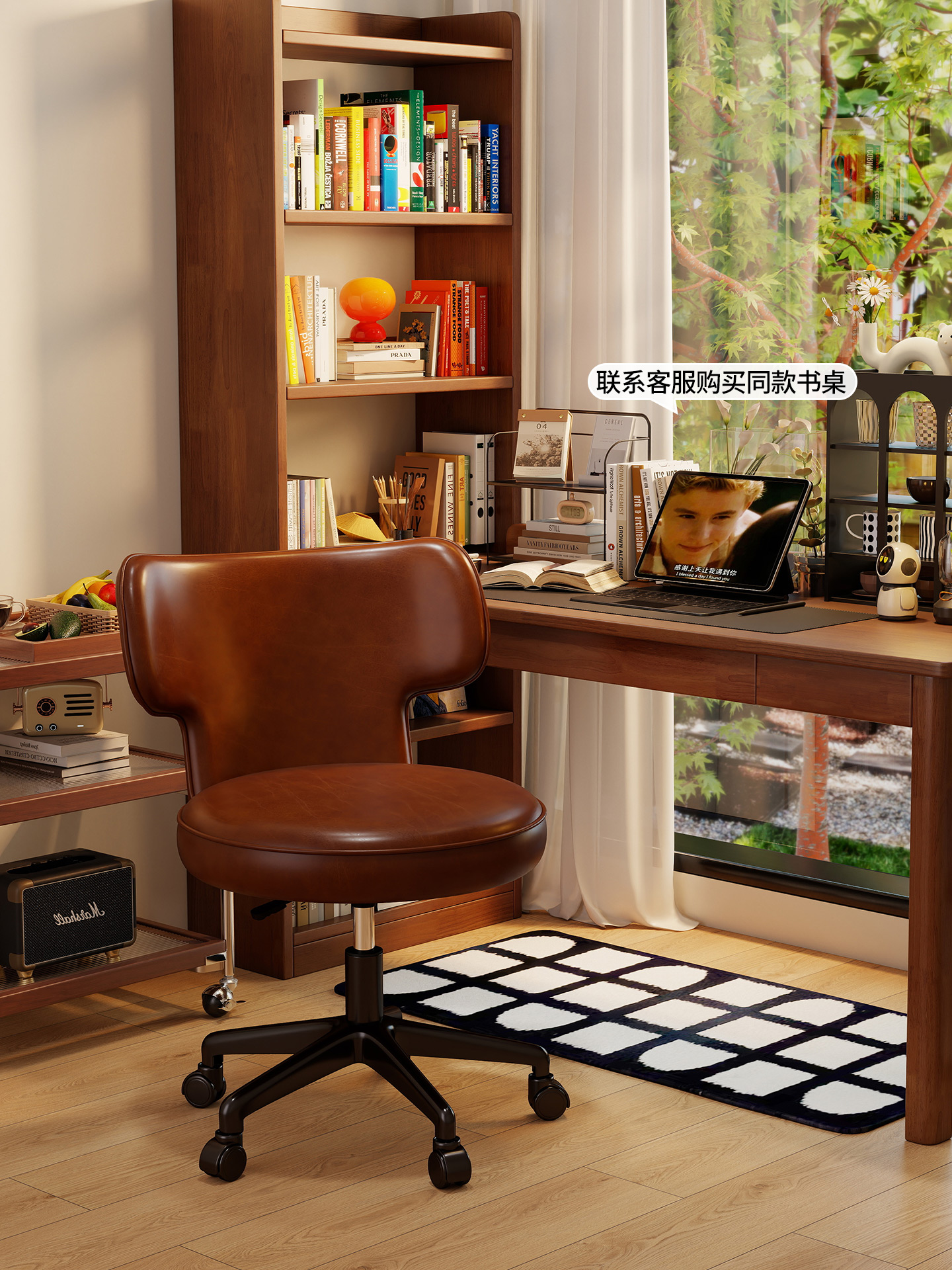 轻奢覆古家用宿舍电脑椅舒适久坐卧室书房化妆椅办公椅旋转靠背椅