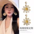 花朵耳环海边度假风高级感草编耳饰方圆脸耳夹无耳洞文化创意手环