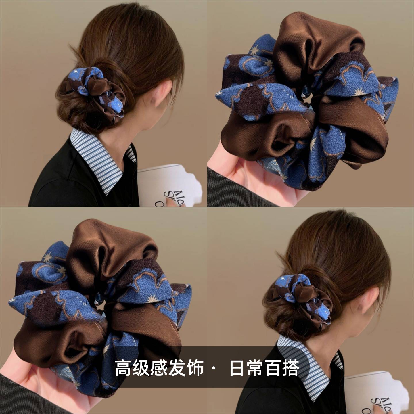 丸子头大肠发圈高级感头花秋冬盘发神器头绳大肠圈女文化创意手环图片