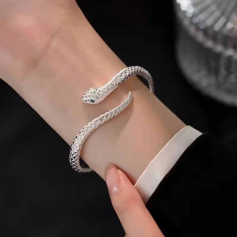 爆款银蛇缠绕手镯女轻奢小众高级感百搭赤眼灵蛇手环夸张手链配饰,节庆用品/礼品,文化创意手环,淘宝优惠券,粉丝福利购,淘宝优惠卷