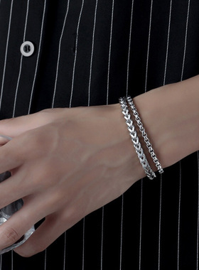 钛钢编织四方形正反链磁铁扣手链欧美潮流配饰不锈钢手链男士手环