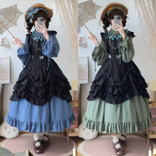 宫羽衣原创汉洋折衷套装洛丽塔明制汉服女连衣裙刺绣云肩春夏新款