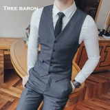 Костюм, жилет, мужской комплект, пиджак классического кроя, платье для отеля, 3 предмета, облегающий крой