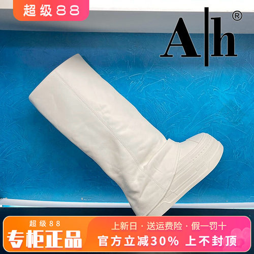 正品Ah女鞋2026冬季新款时尚牛皮圆头厚底时装靴长靴AZN64D78013