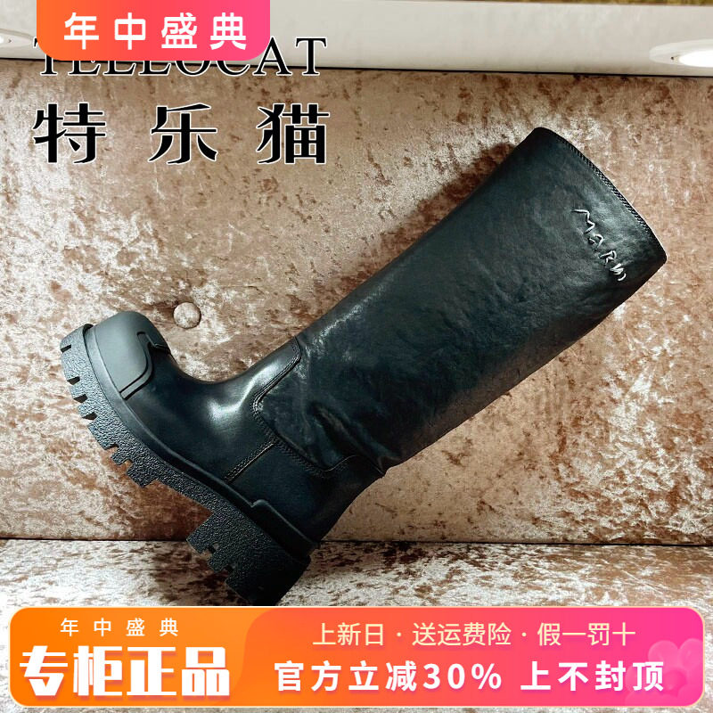正品TELLOCAT特乐猫2025冬新款圆头高跟水台底长靴TNS53D63201