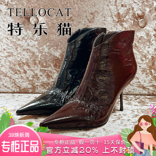 正品TELLOCAT特乐猫女靴2025秋新款牛皮高跟尖头短靴THC53D92026
