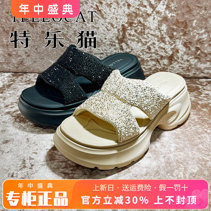 专柜正品特乐猫女鞋2026夏新款时尚中跟露趾厚底凉拖TJH62L83102