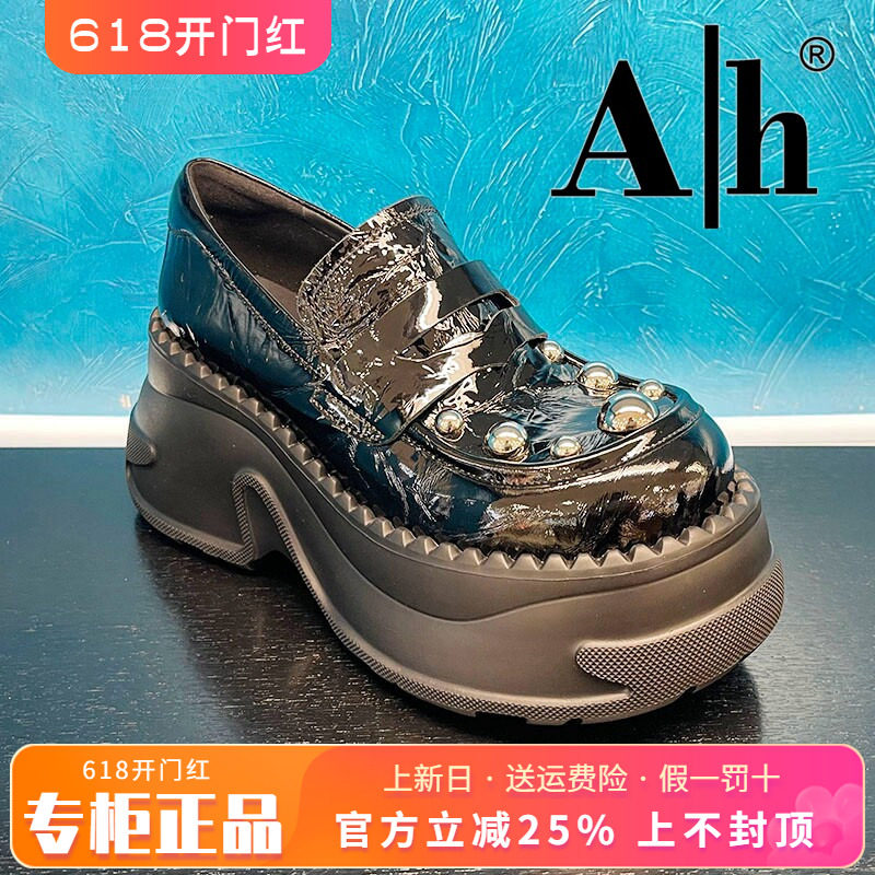 正品卡美星Ah女鞋2025春新款粗跟中跟圆头英伦风单鞋ALS51G70021