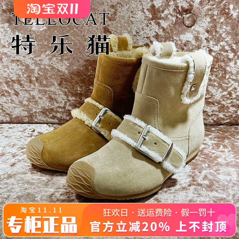 正品TELLOCAT特乐猫2025冬新款牛皮真毛里厚底雪地靴TWW53M0226M