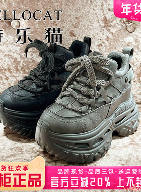 正品TELLOCAT特乐猫女靴2025冬新款厚底系带圆头短靴TSJ54R17050