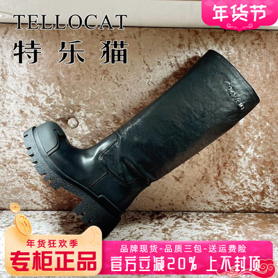 正品TELLOCAT特乐猫2025冬新款圆头高跟水台底长靴TNS53D63201