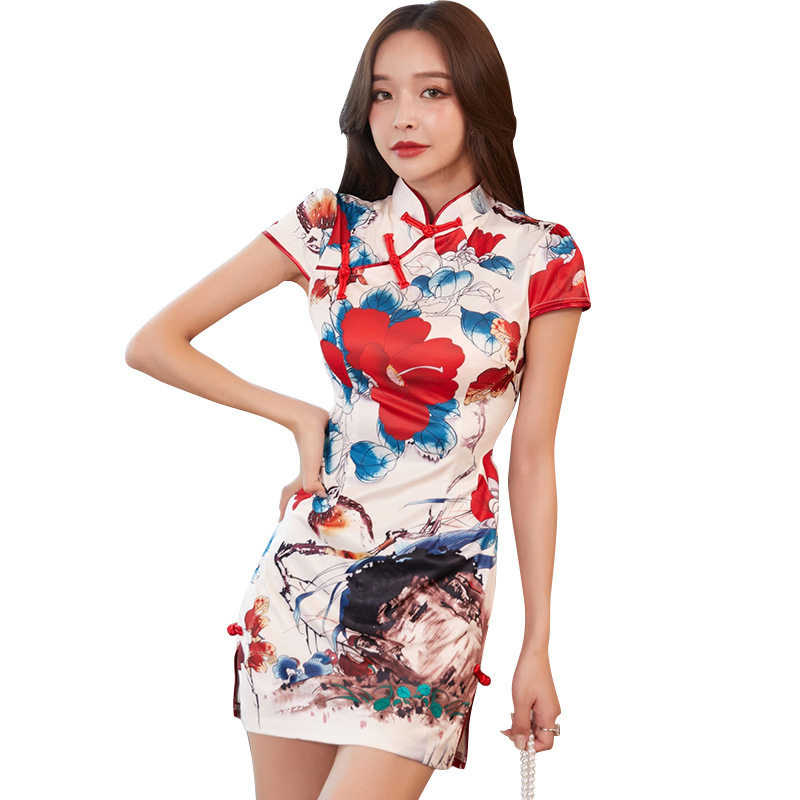 夏装2020年新款小个子修身改良版旗袍年轻复古中国风少女连衣裙