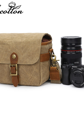 佳能M6M100M50索尼a6300/a6400/a5000/a7m3/A9帆布单肩微单相机包
