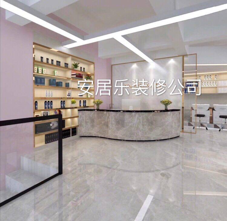 广州发廊理发室美容院养生馆商铺门面装修全包半包档口招牌背景墙