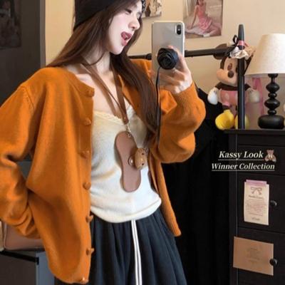 正肩长袖毛针织衫大码宽松