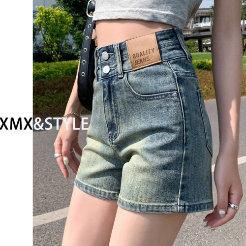 黑色阔腿牛仔短裤女夏季a字热裤