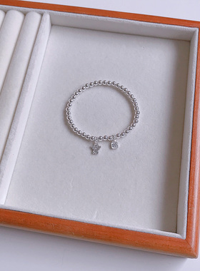 「财神到」s999足银小银珠豆豆光面圆珠纯银手链小众新中式细手串