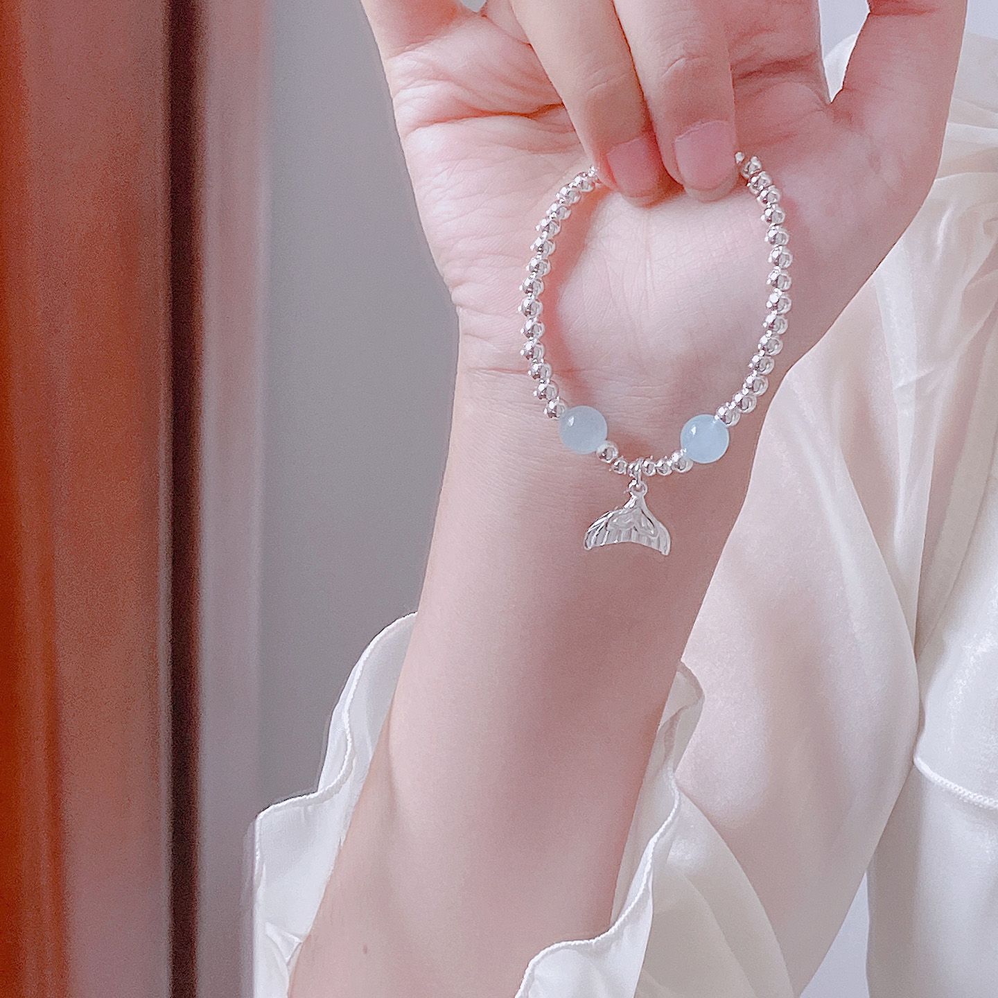 海边浪漫足银蓝色精致小众手链