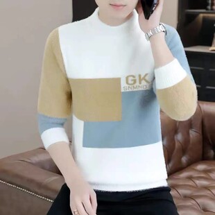 点击率男装专卖店秋冬季男士时尚加绒毛衣休闲百搭贴身保暖打底衫