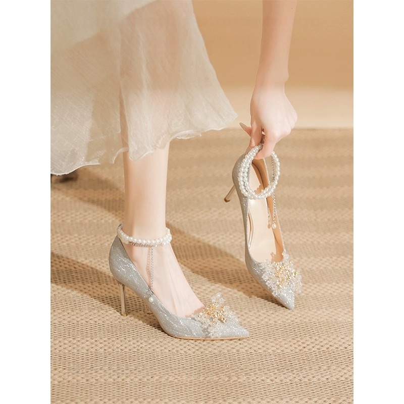 婚纱秀禾两穿新娘鞋高跟鞋女细跟