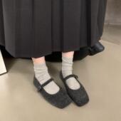 2025秋冬季 毛毛鞋 新款 小码 加绒平底单鞋 晚晚鞋 女外穿玛丽珍温柔鞋