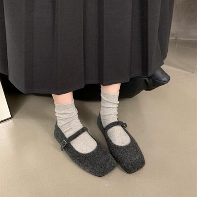 小码2025秋冬季新款加绒平底单鞋晚晚鞋毛毛鞋女外穿玛丽珍温柔鞋