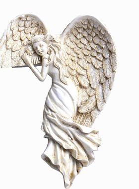 跨境独立站款救赎天使门框挂件觉醒天使翅膀门框挂饰树脂工艺品