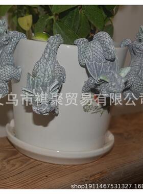 跨境亚马逊独立站手办花盆树脂工艺品家居杯子创意卡通小龙挂件