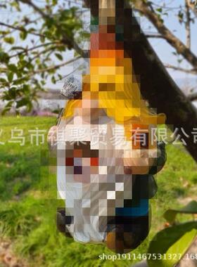 跨境白胡子老人鸟屋摆件树脂工艺品太庭院侏儒鸟屋户外庭院装饰品