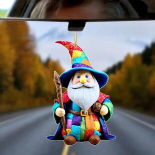 饰品挂饰 饰挂件圣诞树装 跨境新款 魔法老人圣诞节汽车内后视镜装