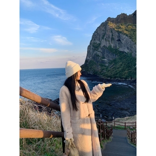 小象【冬日爱丁堡】立领中长款水貂绒皮毛一体环保皮草牛角扣大衣