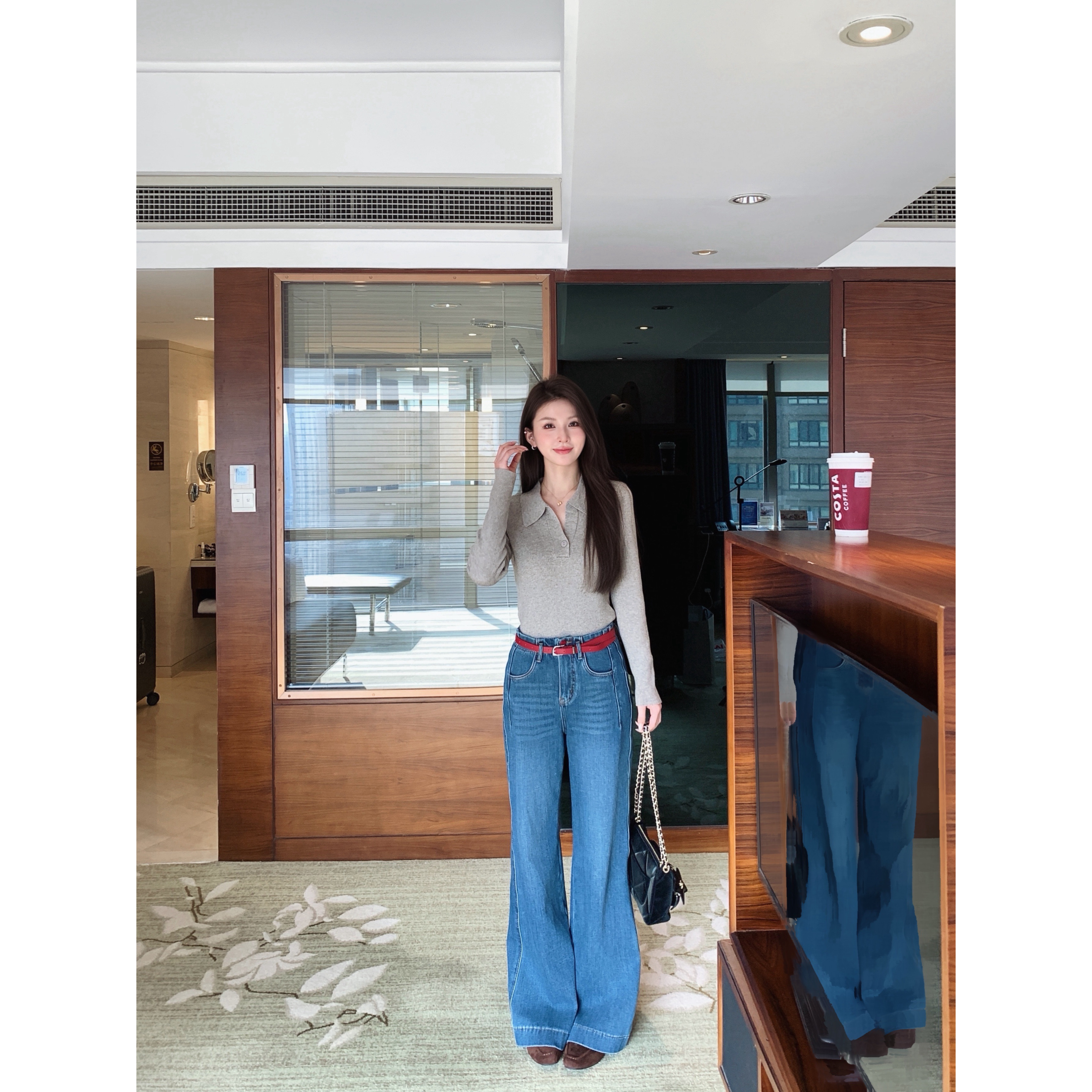 小象【优越比例】不贴腿加绒微喇牛仔裤垂感不贴腿直筒裤冬季长裤,女装/女士精品,牛仔裤,淘宝优惠券,粉丝福利购,淘宝优惠卷