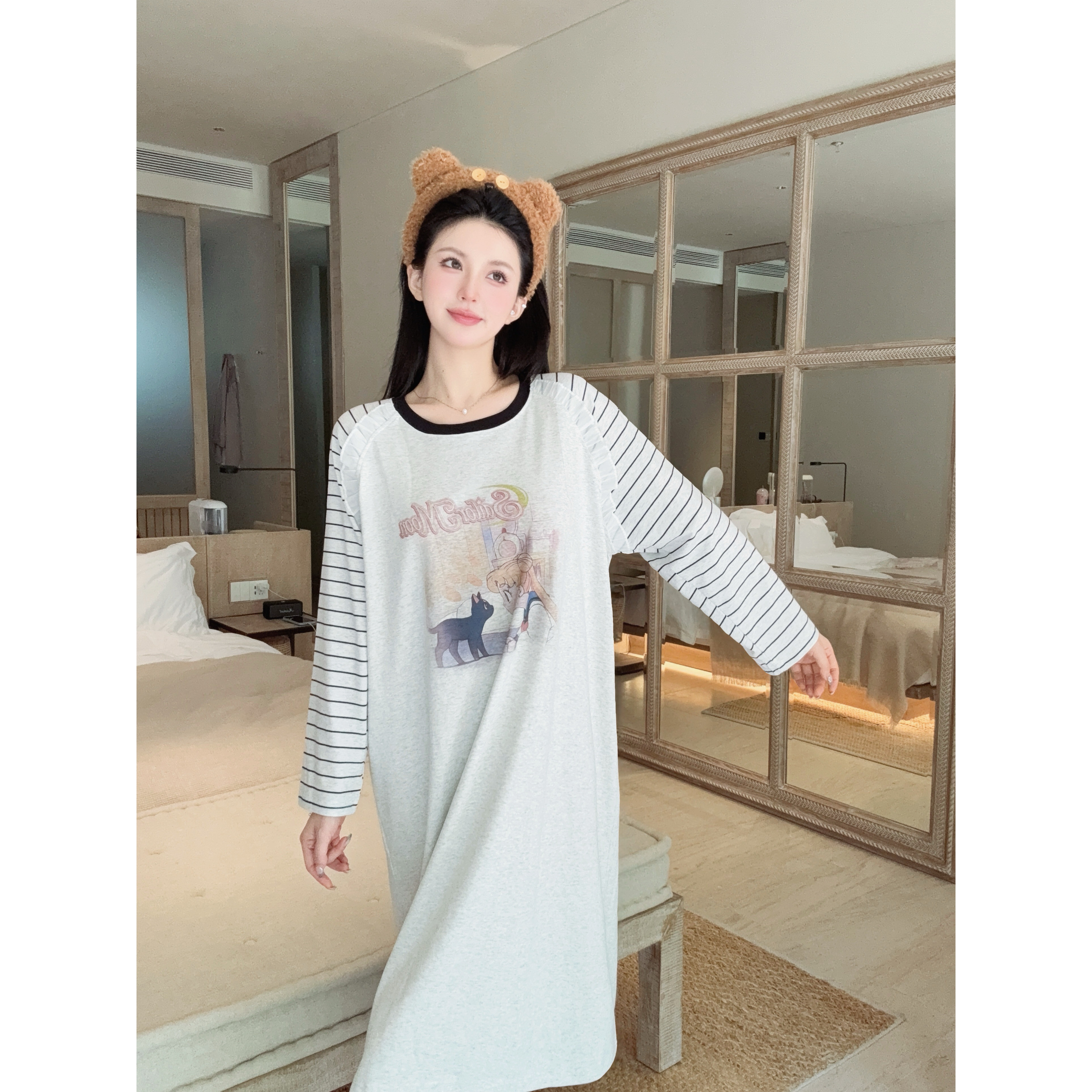 小象【美少女战士】宽松休闲水冰月睡裙睡衣连衣裙女卡通棉家居服
