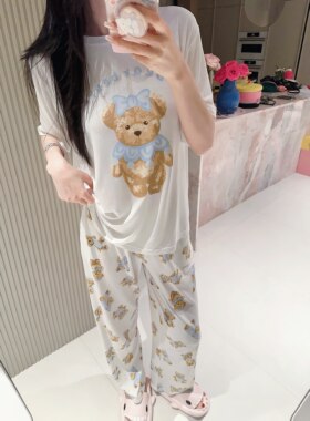 女莫代尔卡通小熊印花家居服套装
