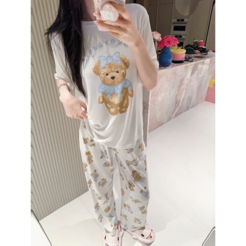 女莫代尔卡通小熊印花家居服套装