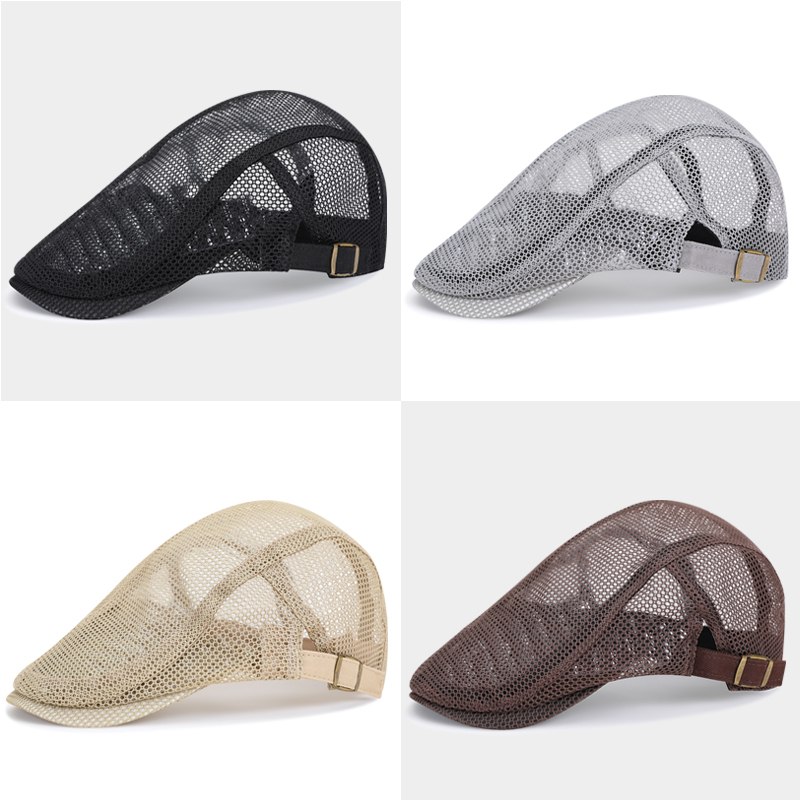 帽子男潮夏天贝雷帽女透气网帽鸭嘴帽网眼前进帽夏季青年鸭舌帽