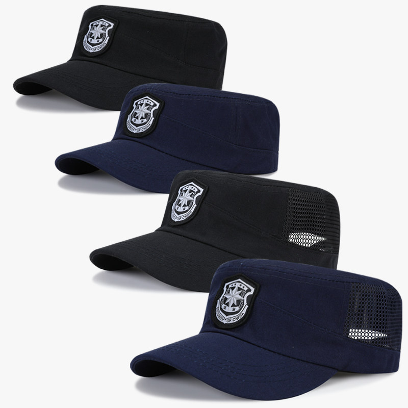 保安帽子作训帽男春夏黑色特勤新款平顶帽战术作战新式遮阳帽