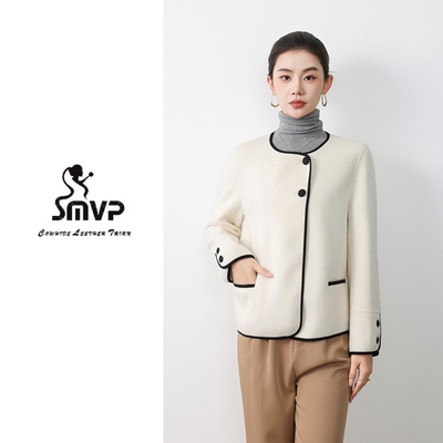 （SMVP专属）大衣短款小香风毛呢外套女双面羊毛呢子大衣YM3608