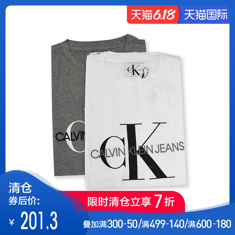 清仓美国 Calvin Klein jeans男装ck圆领印花短袖t恤夏季纯棉半袖