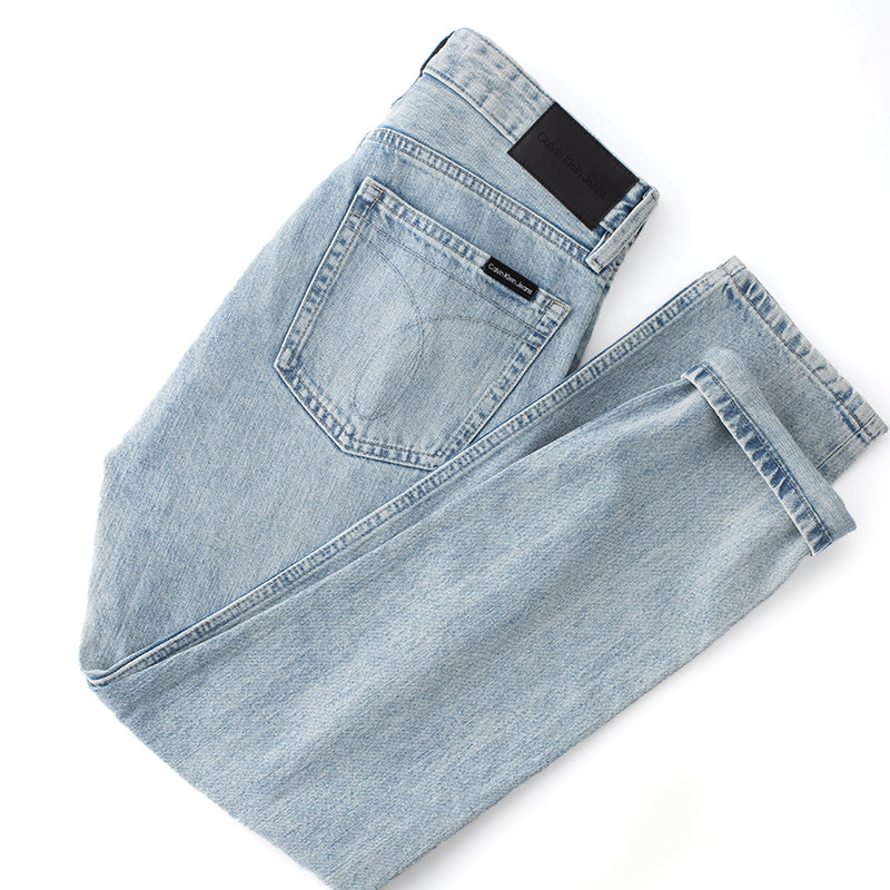 集货Calvin klein卡文克莱ck牛仔裤男装时尚水洗浅蓝长裤直筒裤男