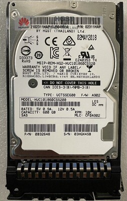 Huawei/华为02311HAP 02311HAT600G SAS 12G 10K 2.5寸服务器硬盘