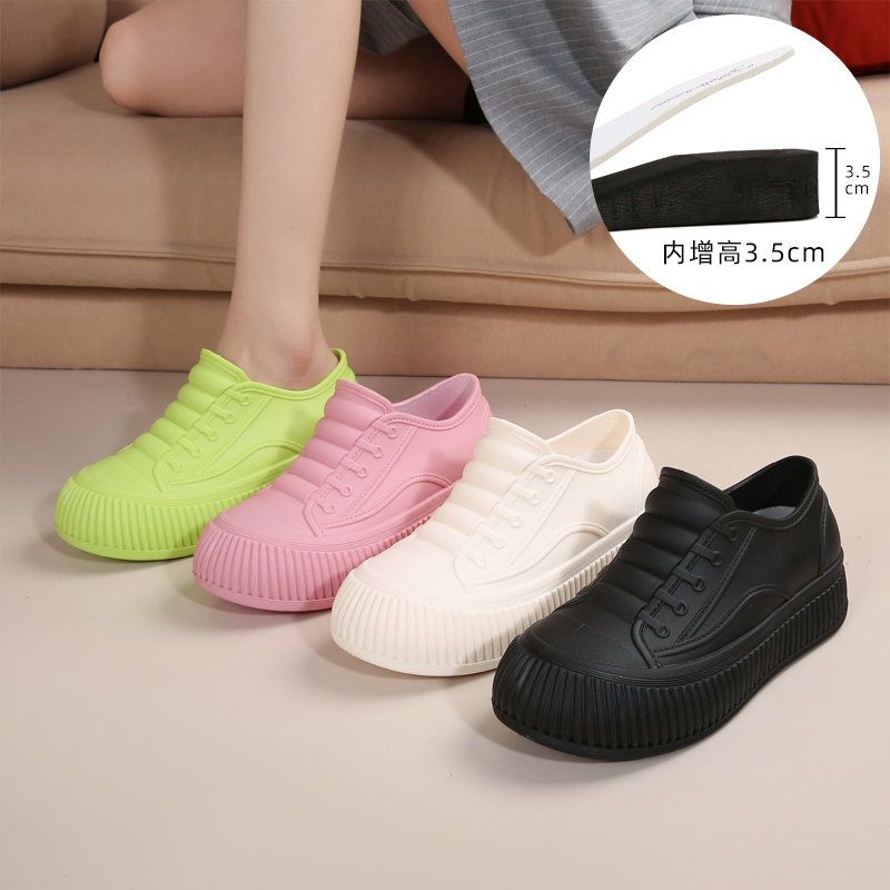 雨鞋女款时尚外穿低帮雨靴防滑防水鞋短筒胶鞋工作厚底内增高水靴